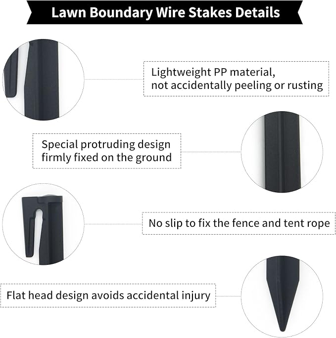 100Pcs 3.3" Plastic Boundary Wire Stakes Lawn Stakes Tent Pegs for Installation Robot Lawn Mower, Pet Fence, Camping Tent, Home Gardening