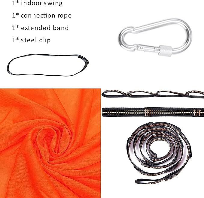 Indoor Therapy Swing Chair for Adults Autism, Cuddle Yoga Hammock Ideal for ADHD Aspergers and Sensory Integration Snuggle 440lbs Load Capacity (Color : Orange, Size : 150x280cm/59x110in)