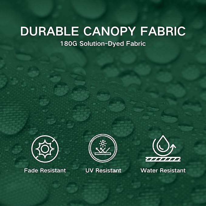 Kingdura 9ft 3-Tier Patio Umbrella with Solar Lights, Table Umbrella Outdoor Patio with Easy Crank & Tilt, 8 Sturdy Ribs, UV Protection, 32 LED Lights for Deck, Poolside, Market (Dark green)