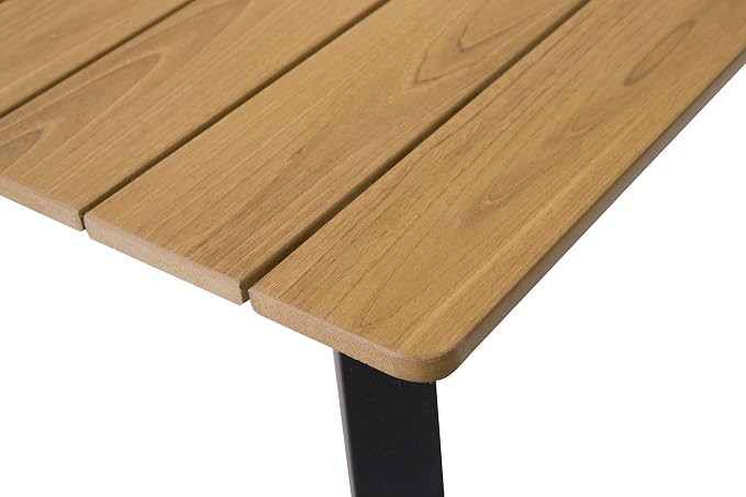 70" Steel Elegant and Stylish Kitchen Dining Table, Simple and Practical Dining Table, Mid-Century Style Outdoors Coffee Tables with Umbrella Hole for Patio, Garden, Poolside , Bronze,Earthy Yellow