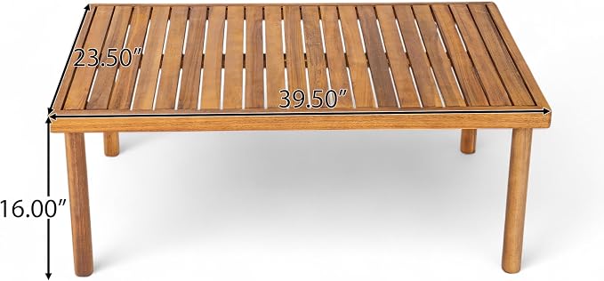 Christopher Knight Home Vorms 4-Piece Acacia Wood Patio Furniture Set with Rope Backrest, Patio Conversation Chat Set for Backyard Balcony, Outdoor 4-Seater Seating Group with Coffee Table, Teak+Cream