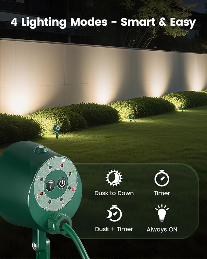 SURAIELEC Dusk to Dawn Christmas Spotlight Outdoor, Red & Green Decorative LED Landscape Spotlights with Timer, 6000K Daylight Waterproof Flood Lights for Yard, Tree, Flag, ETL Listed, 2 Pack