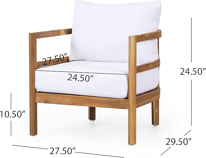 Christopher Knight Home Ellendale Chat Set, White + Teak