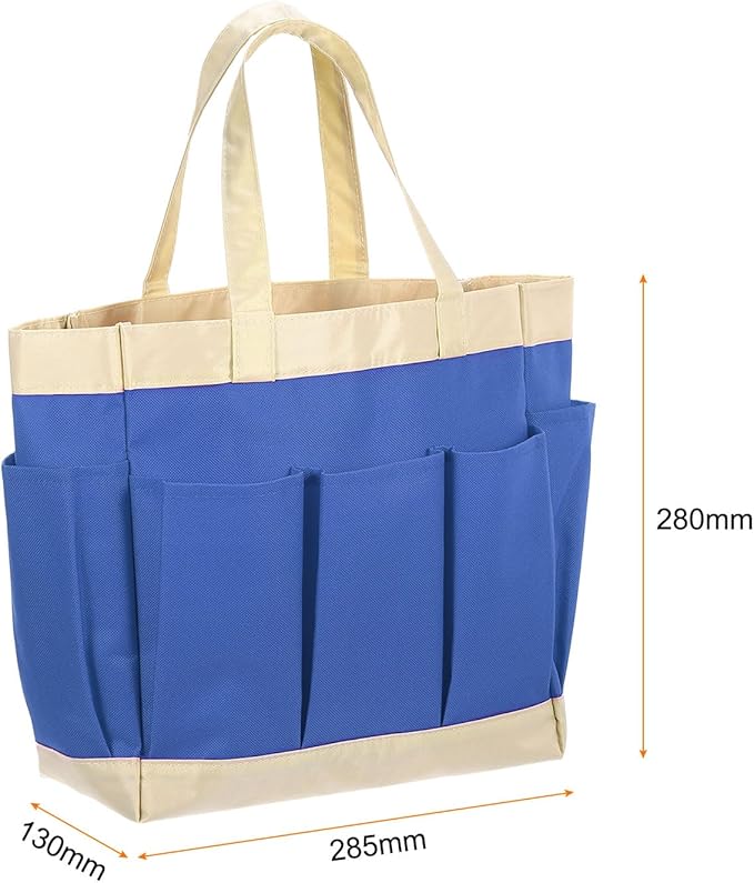 HARFINGTON Garden Tool Bag 11.22" x 5.12" x 11.02" Large Oxford Bag with Pockets Garden Tote Bag Gardening Plant Tool Organizer Storage Carrier Store for Outdoor Women Men, Sky Blue