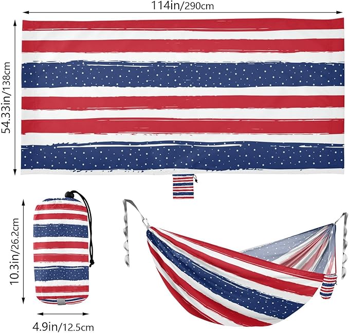 Stripes Pattern Star Red Blue 330lb Capacity Outdoor Hammocks Hanging Hammock for Outside Patio Garden Base para hamacas para adultos