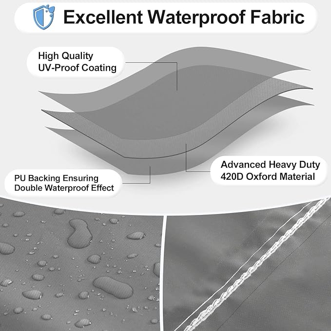 OutdoorLines Outdoor Waterproof Patio Lawn Chair Covers - UV-Resistant, Windproof, Heavy Duty Funiture Covering, 2 Packs, 33.5Wx31.5Dx36H Inches, Grey
