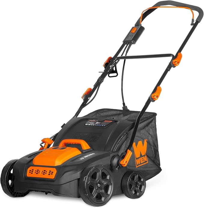 WEN 15-Inch 15-Amp 2-in-1 Electric Dethatcher and Scarifier with Collection Bag (DT1526)