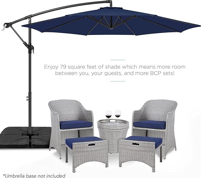 10ft Patio Umbrella Replacement Canopy 8 Ribs, Waterproof & Fade Resistant Market Umbrella Cover, Thickened Polyester Fabric for Backyard, Garden and Pool (Canopy Only) (Navy)