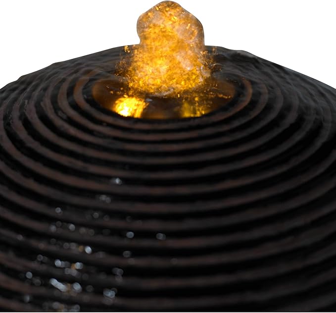 Dark Sphere 35 1/2" High Large Zen Modern Indoor Outdoor Decor Faux Stone Floor Fountain with Light LED Bubbler Pillar Ball Water Feature for Outside Garden Patio Yard Backyard Porch - John Timberland