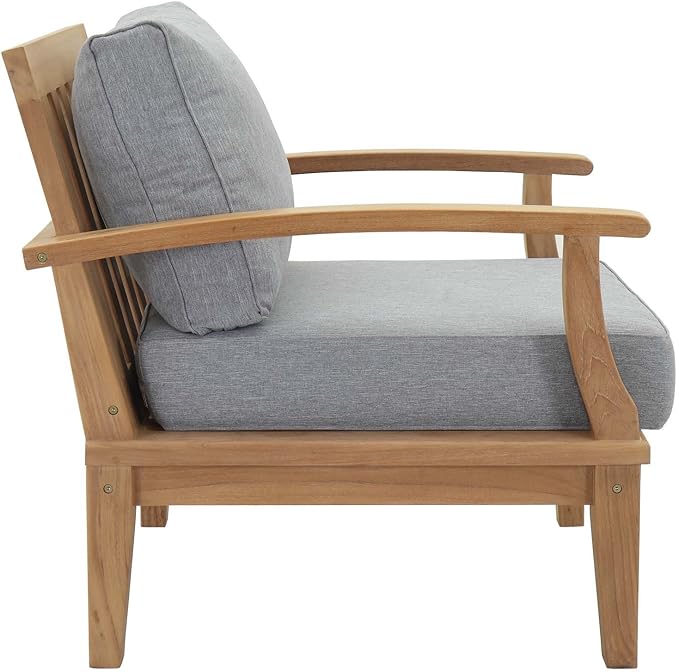 Modway EEI-1487-NAT-GRY-SET Marina Premium Grade A Teak Wood 3-Piece Outdoor Patio Furniture Set, Natural Gray