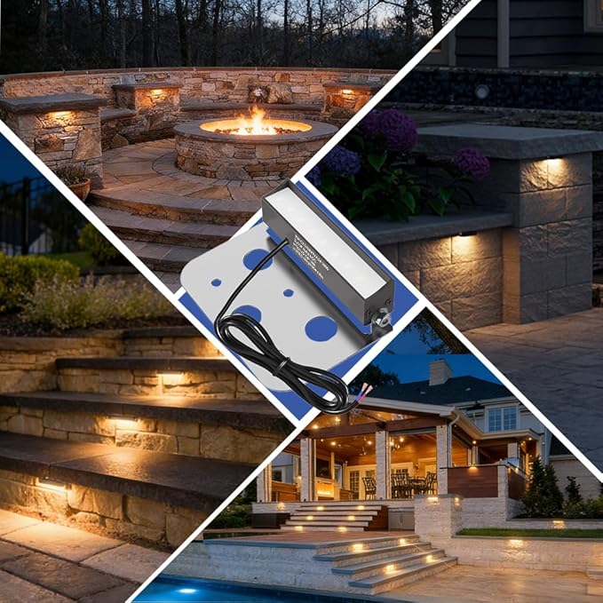 JESLED 4 Inch Retaining Wall Lights 3W LED Hardscape Lighting 12V-24V Low Voltage Step Lights 2700K Warm White Waterproof Outdoor Landscape Lighting for Patio Walls Stairs, 12Pack