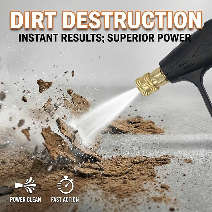 Car High Pressure Washer Gun, 4350 PSI Vehicle Cleaning Power Washer Short Gun with 1/4" Outlet Quick Connect, M22-14 Thread Automotive Washing Sprayer Tool, Universal for Vehicles