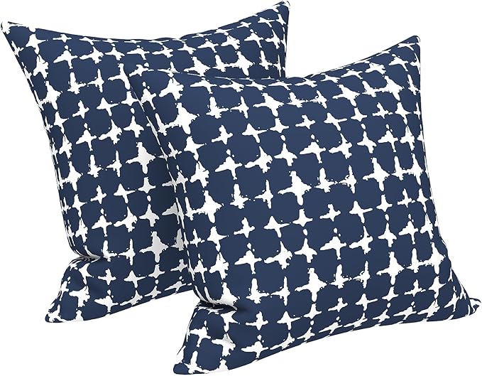 LVTXIII Outdoor Throw Pillows, Decorative Throw Pillows with Inserts, 16"x16" Square Pillows for Bed, Couch, Sofa and Patio Furniture, Set of 2, Tie-dye Navy