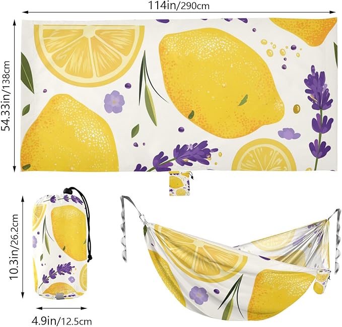 Spring Lavender Lemons Fresh 330lb Capacity Hammocks for Camping Rope Hammock for Outside Patio Garden hamacas para adultos