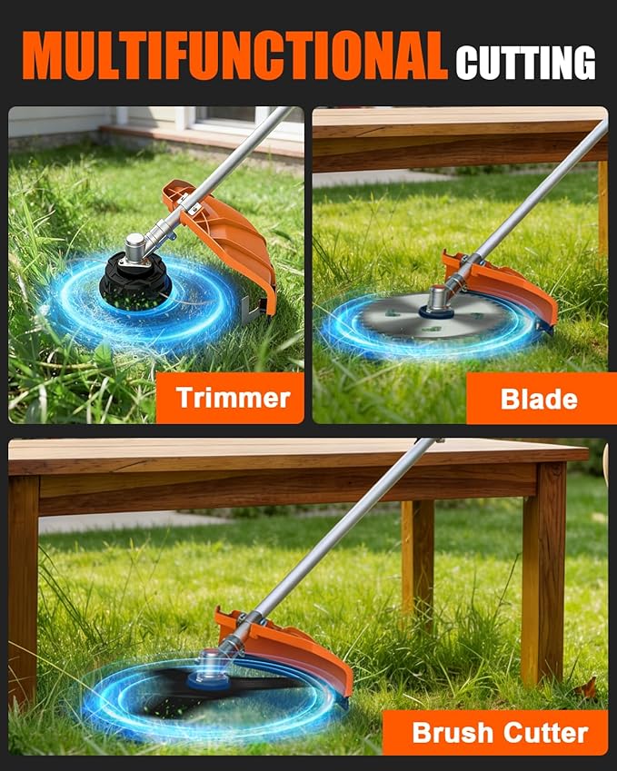 52cc Powerful Weed Eater Gas Powered Weed Wacker NEO-TEC 5 in 1 Multi Functional Trimming Tools 2-Stroke Gas String Trimmer, Hedge Trimmer, Brush Cutter, Pole Saw Chainsaw Pruner with Extension Pole
