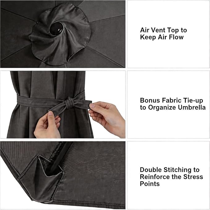 11FT Cantilever Patio Umbrella Replacement Canopy Outdoor Large Round 8 Ribs Length 64" to 66" (Canopy Only) Waterproof & UV