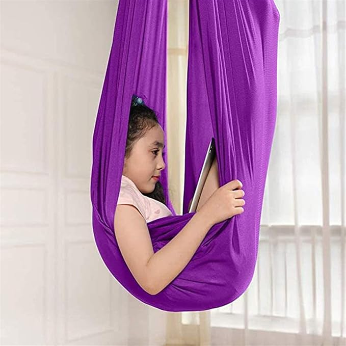 Indoor Adjustable Therapy Swing for Kids Children's Or Adults Sensory Snuggle Cuddle Hammock Swings with Special Needs Has Calming Effect On Child (Color : Purple, Size : 100 x 280 cm)
