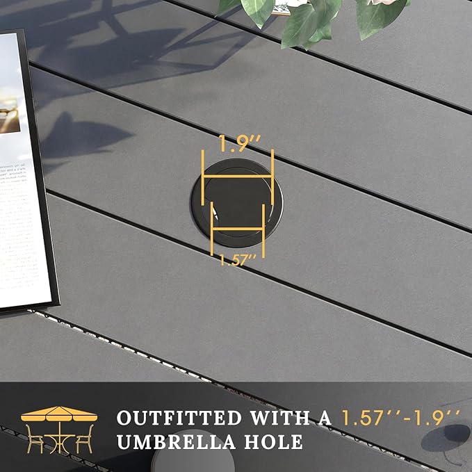 VICLLAX Patio Dining Set for 4-37.8" Square Table & Cushioned Seats, Grey