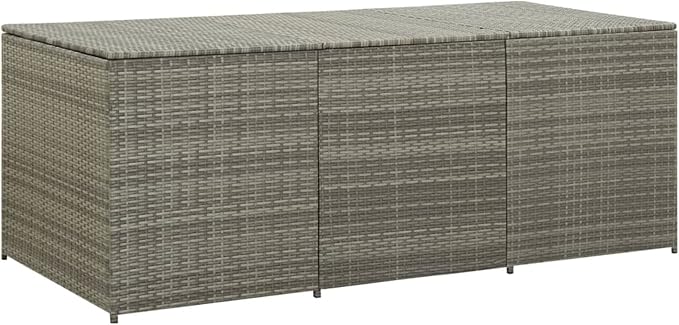 Festnight Patio Storage Box Deck Box for Patio Furniture, Outdoor Cushions, Garden Tools and Pool Toys Poly Rattan 70.9"x35.4"x29.5" Gray