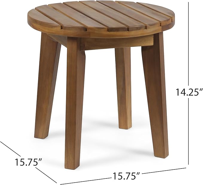 Acacia Wood Outdoor Side Table, Teak Finish