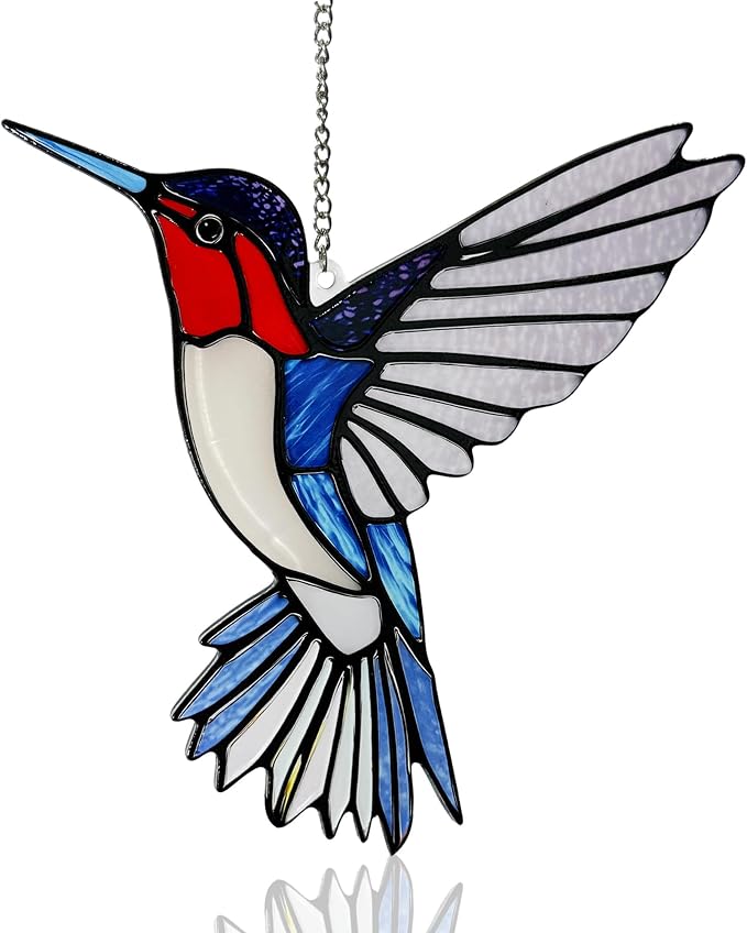 Hummingbirds Suncatcher Stained Glass, Hummingbird Suncatcher Ornament, Hummingbird Suncatcher for Grandma/Mom/Women