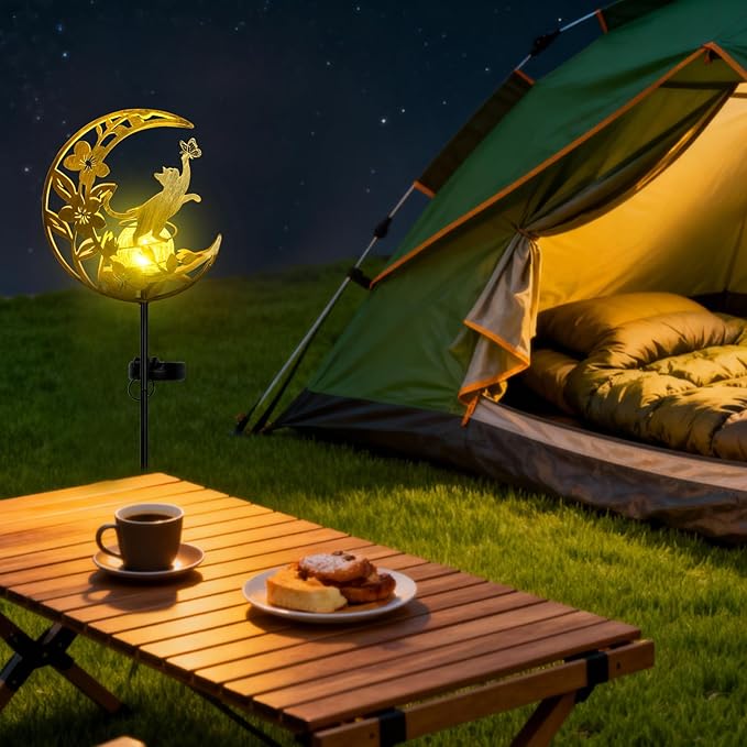 Solar Lights Outdoor Mothers Day Gifts Cat Garden Decor Mothers Day Gifts for Women Mom Grandma Sister Fairy Cat Solar Lights Metal Solar Garden Decoration Outside for Yard, Patio, Backyard, Lawn