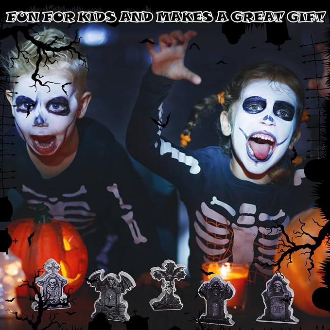DIYASY 12 Pcs Halloween Miniature Tombstones Figurines, Mini Resin Graveyard Gravestone Tiny Village Headstones Accessories for Graves DIY Crafts Outdoor Home Fairy Garden Dollhouse Decor