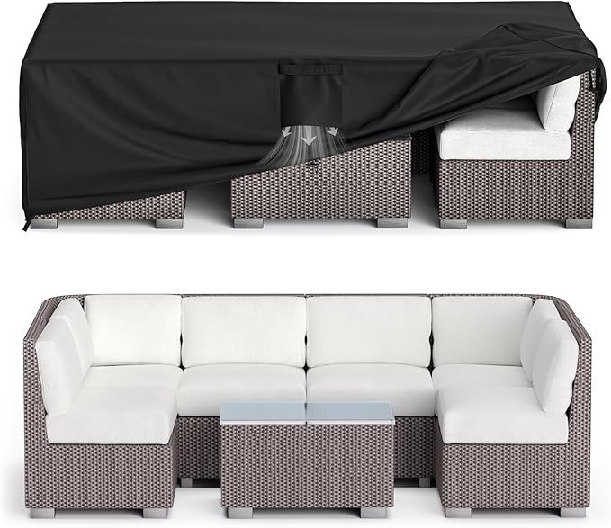 MR.COVER Outdoor Furniture Cover Waterproof, Rectangular Patio Sifa Cover, Summer UV Resistant & Winter Snow Proof 600D Heavy Duty Outdoor Table and Chair Protection Size 98L x 78W x 28H inch