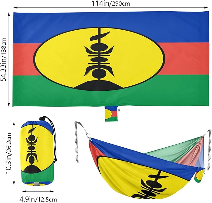 Flag of New Caledonia (Variant) Hammocks with Portabl Carry Bag Backyard Hammock for Indoor Outdoor Patio