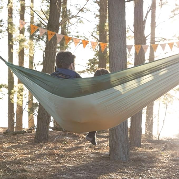 Portable Polyester-Cotton Blend Hammock Lightweight with Side Storage Bag Outdoor Camping Portable Tree Hanging Hammock Comfortable(Blue,S)
