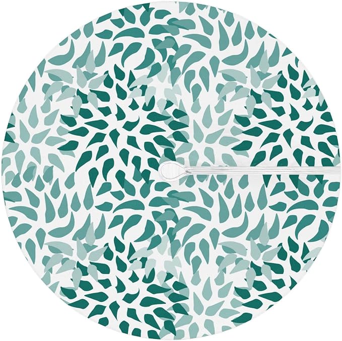 Fitted Round Tablecloth with Umbrella Hole and Zipper Abstract Nature Outdoor Elastic Table Cloth 45"-56" Oil-Proof Waterproof Green Nature Patio Table Cover for Picnic Party
