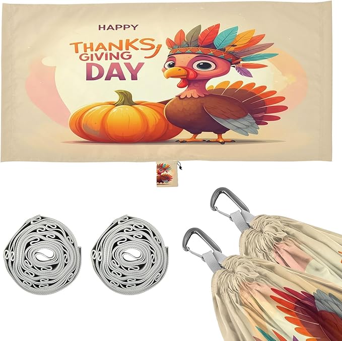 Hammocks for Outside Cartoon Turkey Camping Hammock Portable Hammocks with Tree Straps and Carry Bag Camping Accessories for Hiking Beach Outdoor