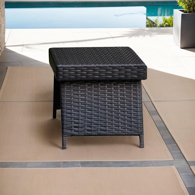 Patio Coffee Table - Outdoor Foldable Wicker Side Table for Balcony, Garden, Lawn, Poolside, Backyard Bistro