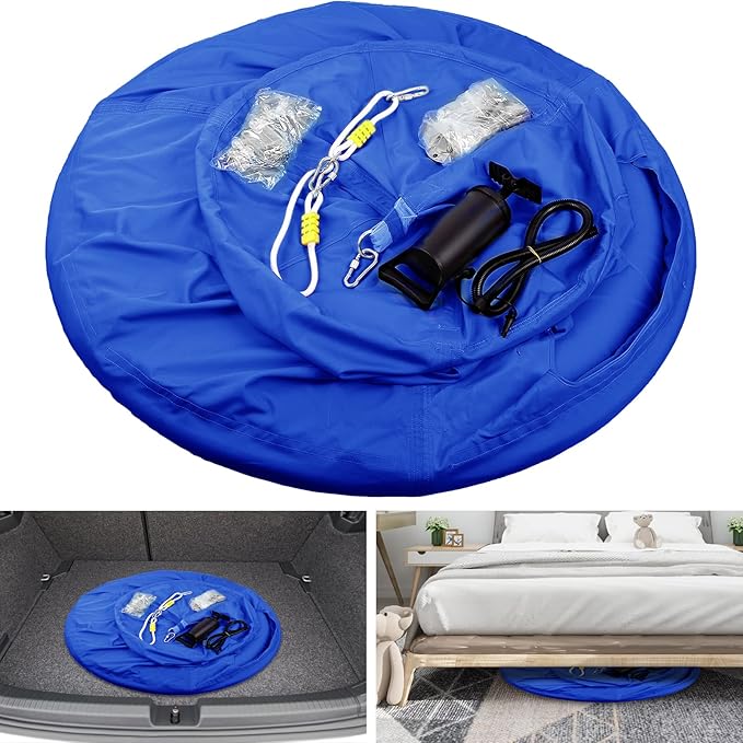 AthLike Hanging Tree Tent for Kid, Indoor Outdoor Hanging Tent, Waterproof Tree Ceiling Pod, Portable Hang Out Huggle Pod Play Tent w/Rainbow Lights String, Inflatable Base, 45" H x 44" W 330lbs