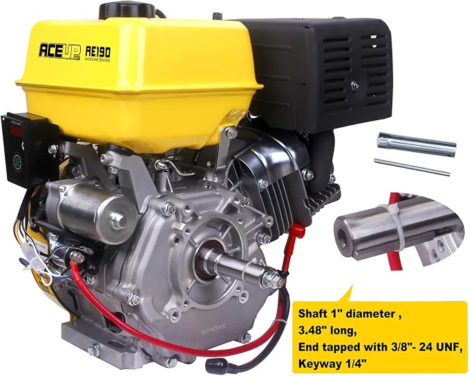 Aceup Energy 15HP 420cc Gas Engine Horizontal Shaft, 4 Stroke OHV Gas Motor with EZ Electric Start, Shaft 1" (25.4mm) Diameter