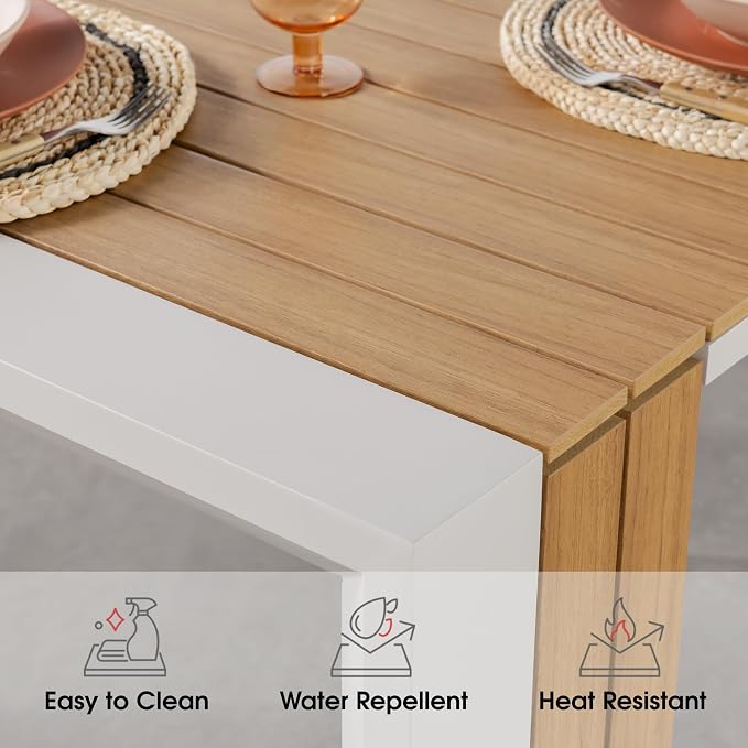 Transformer Table - Extendable Outdoor Dining Set up to 12, Expandable Patio Table, Weather-Resistant Wooden Outdoor Furniture, Light Oak, Natural (Table + Bench)