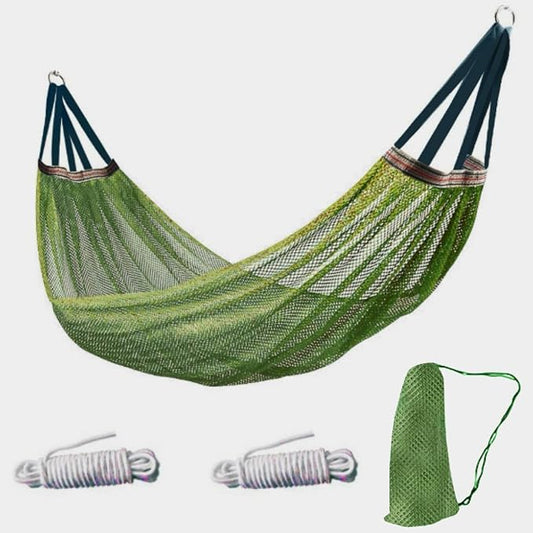 Hammock, Super Soft Breathable Nylon Mesh with Thick Rope, Heavy-Duty 200KG Capacity, Portable Outdoor & Indoor Camping Hammock, Includes Tree Straps, Carabiners & Bag(Army GreenX-Large)