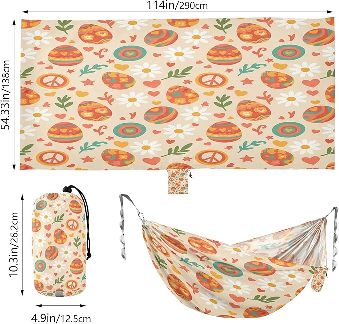 Hammocks for Outside Easter Eggs Camping Hammock Portable Hammocks with Tree Straps and Carry Bag Camping Accessories for Hiking Beach Outdoor