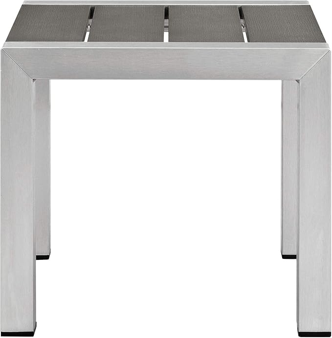 Modway Shore 3-Piece Aluminum Outdoor Patio Furniture Set in Silver Navy