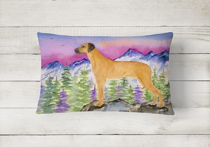 Caroline's Treasures SS8327PW1216 Rhodesian Ridgeback Canvas Fabric Decorative Pillow Machine Washable, Indoor Outdoor Decorative Pillow for Couch, Bed or Patio, 12HX16W