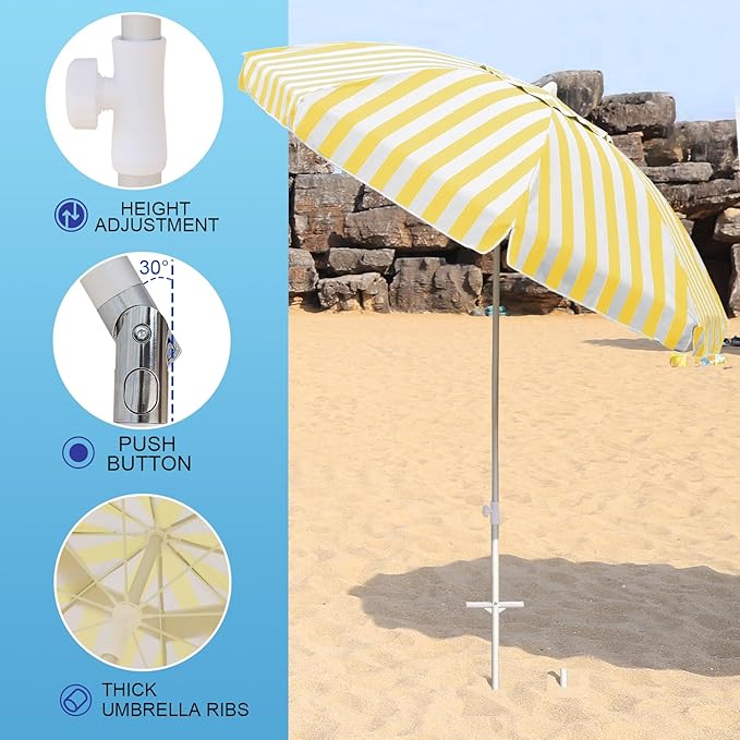 Northroad 8ft Large Beach Umbrella w/Sand Anchor Vent Tilt, Heavy Duty High Wind Patio Umbrellas w/Carry Bag,UV 50+ Sun Protection Portable Sunshade Umbrellas for Garden Pool Backyard
