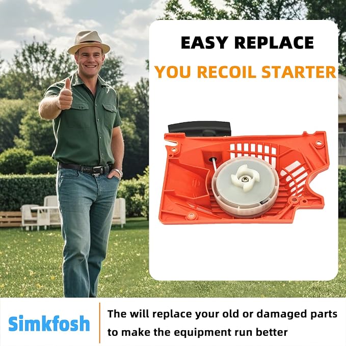 Double Spring Recoil Easy Recoil Pull Starter Assembly Replacement Parts Fit for 45cc 52cc 58cc Gasoline Chainsaw for Chainsaw 4500 5200 5800