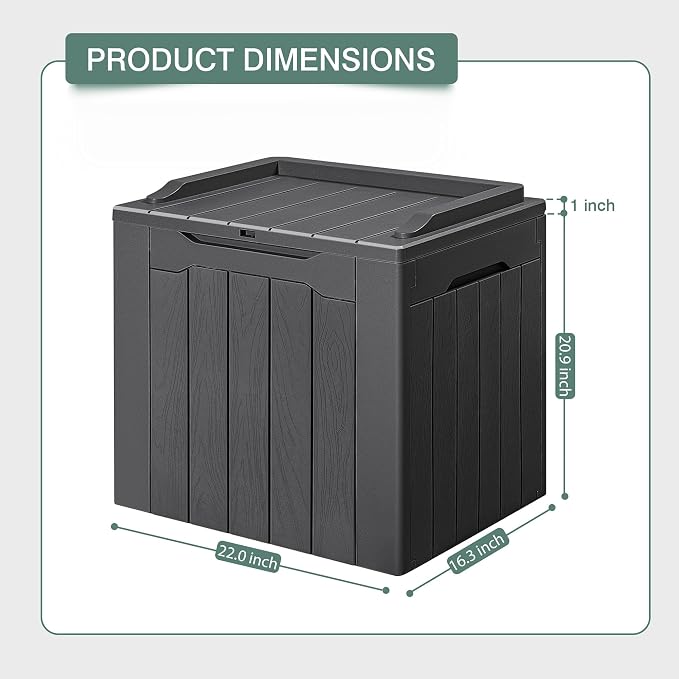 GUNJI 30 Gallon Small Deck Box Outdoor Waterproof Resin Storage Box Lockable Storage Container Outside Package Delivery Box (Gray)