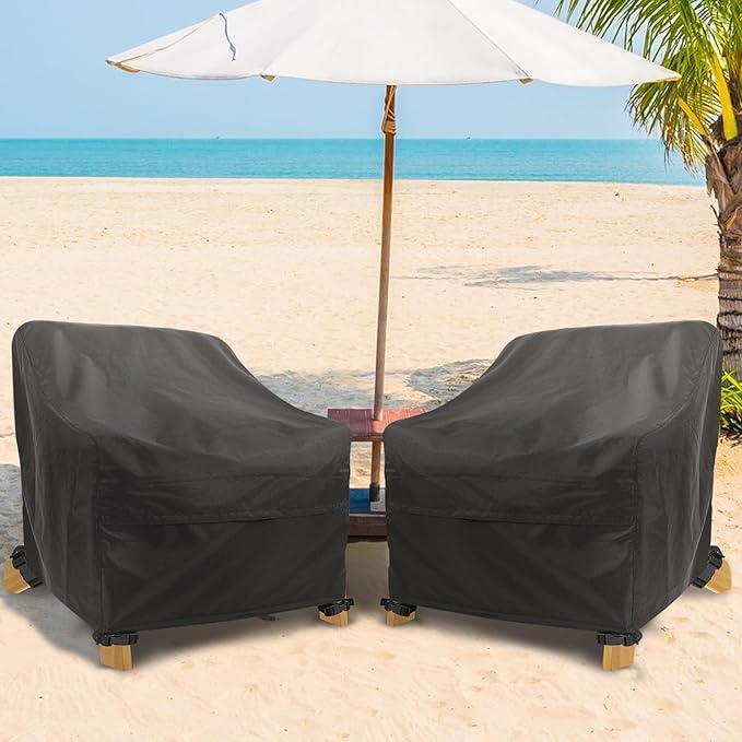 Adirondack Chair Covers 2 Pack - Waterproof Outdoor Chair Covers (28"L x 31"D x 36"H, Black) for Patio Furniture Non Fading
