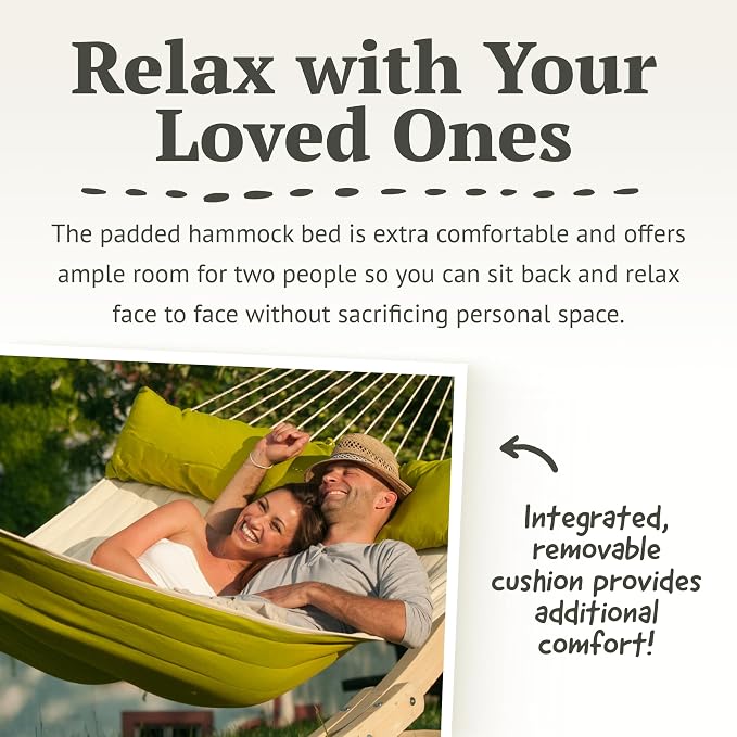 LA SIESTA® Alabama Quilted Hammock with Spreader Bar & CasaMount, Suspension Kit for Walls Ceilings & Square Beams - Portable Weatherproof Outdoor Hammock 2 Person Double Hammock Bed -XL King, Avocado