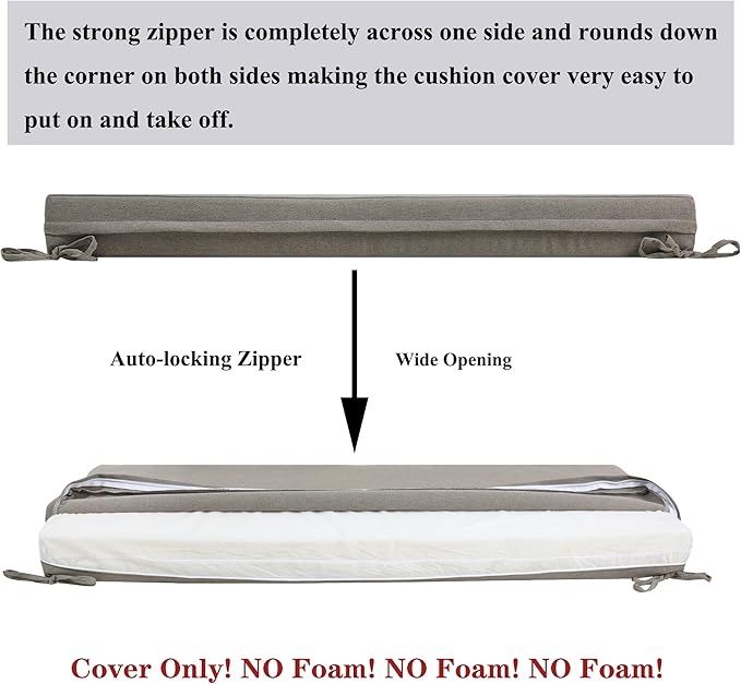 FUNHOME Outdoor Cushion Covers,45" x 18" x 3", No Insert! Patio Cushion Covers Replacement for Outdoor Furniture,Water Resistant Patio Bench Loveseat Cushion Covers 1 Pack, Beige Coffee(Covers ONLY)