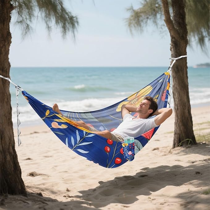 Cartoon Oberonia Royal Blue 330lb Capacity Hammocks with Portabl Carry Bag Rope Hammock for Outside Patio Backyard Poolside Base para poner hamaca