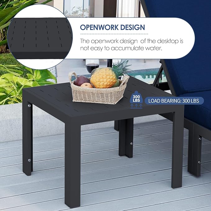 NICESOUL 16 Pcs Large Modern Aluminum Patio Furniture Set, All Weather Modular Sectional Sofa with Chaise & Coffee Table, 500 lbs Heavy Duty Comfy Outdoor Couch for Poolside Backyard, Navy Blue