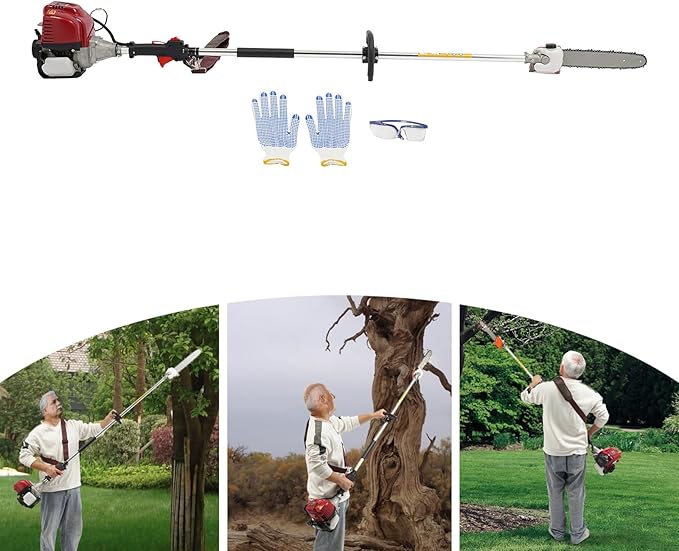 Brush Cutter, 4 Strokes 37.7CC 1.65HP Gas Lawn Edger Single Cylinder Air Cooled Weed Wacker Multifunction Weed Eater Alloy Steel Gas Powered Weed Trimmer Garden Trimmer w/0.17 Gal Fuel Tank Capacity