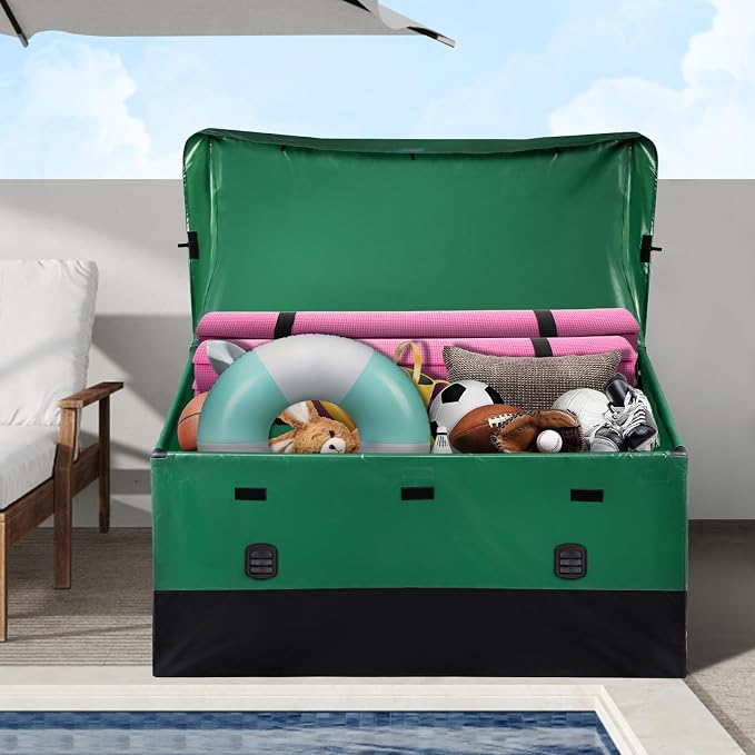 Happybuy 230 Gallon Outdoor Storage Box, Waterproof PE Tarpaulin Deck Box, Patio Garden Organizer